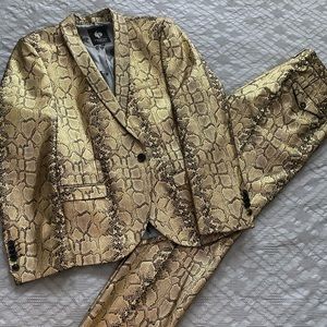 Twisted Tailor Gold Python slim fit suit